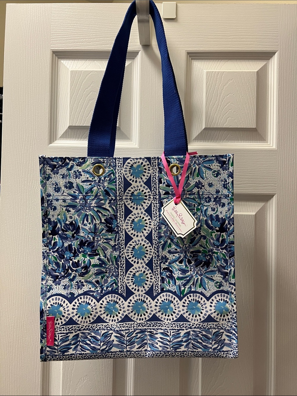 Lilly Pulitzer Blue Floral High Manetance Patterned Tote